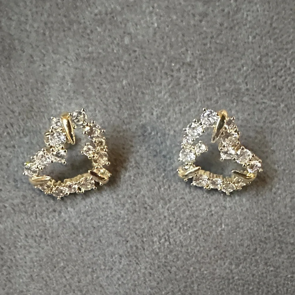 Elegant Plated Gold and Silver Heart Earrings - Picture 3 of 5
